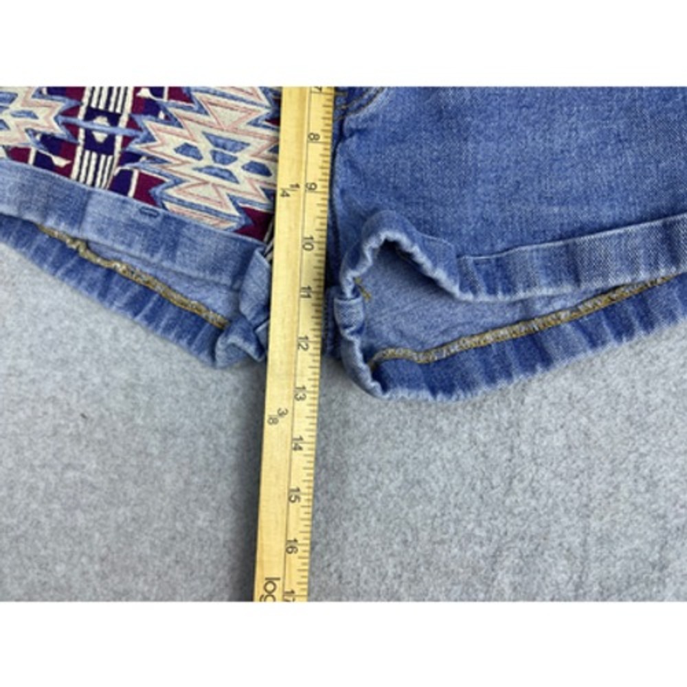 Bullhead Denim Co. Mom Shorts Womens 3 Juniors Blue Embroidered High Rise Casual - Picture 4 of 10